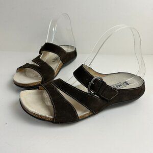 Mephisto Sandals 39 US 9 Brown Afida Strappy Slide Leather Nubuck Comfort